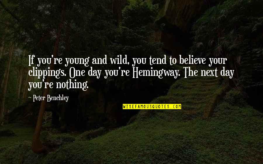 Demesio Lopez Quotes By Peter Benchley: If you're young and wild, you tend to Demesio Lopez Quotes By Peter Benchley: If you're young and wild, you tend to