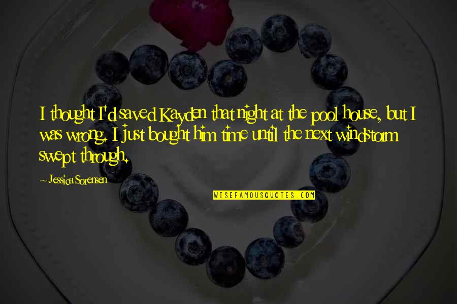 Demetrovics Quotes By Jessica Sorensen: I thought I'd saved Kayden that night at Demetrovics Quotes By Jessica Sorensen: I thought I'd saved Kayden that night at