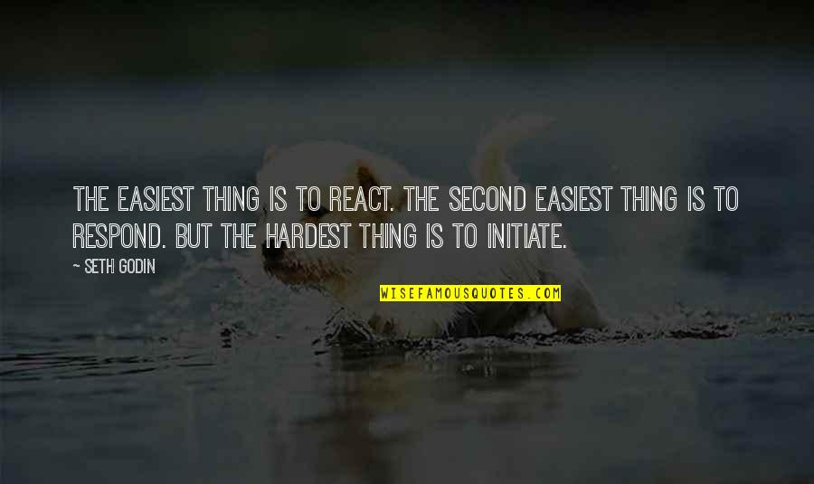 Demets Caramel Quotes By Seth Godin: The easiest thing is to react. The second Demets Caramel Quotes By Seth Godin: The easiest thing is to react. The second