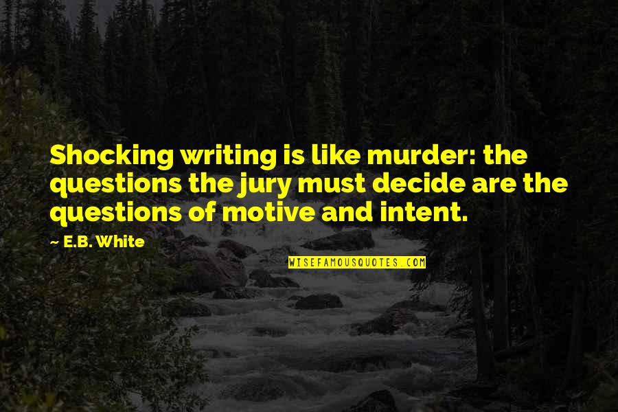 Demijohn Cloche Quotes By E.B. White: Shocking writing is like murder: the questions the Demijohn Cloche Quotes By E.B. White: Shocking writing is like murder: the questions the
