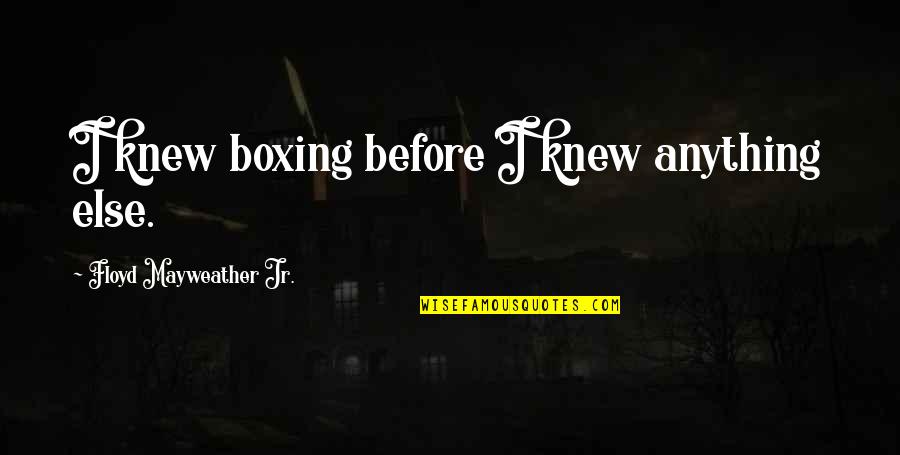 Demmel Bianca Quotes By Floyd Mayweather Jr.: I knew boxing before I knew anything else. Demmel Bianca Quotes By Floyd Mayweather Jr.: I knew boxing before I knew anything else.
