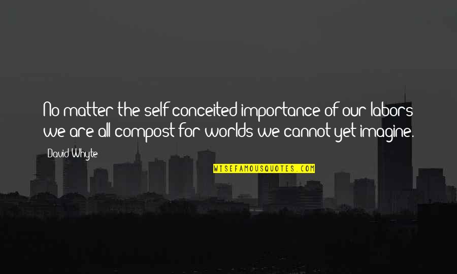 Demned Quotes By David Whyte: No matter the self-conceited importance of our labors Demned Quotes By David Whyte: No matter the self-conceited importance of our labors