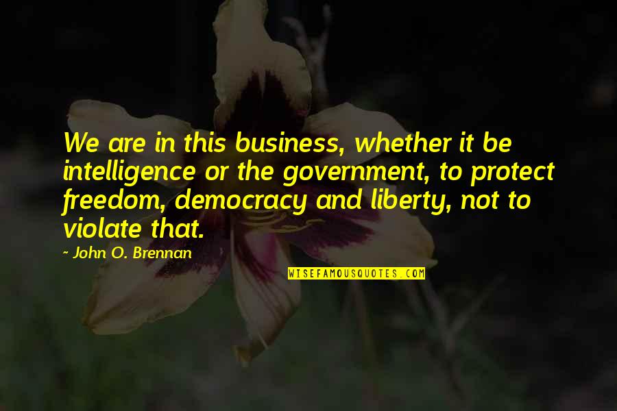 Democracy And Freedom Quotes By John O. Brennan: We are in this business, whether it be
