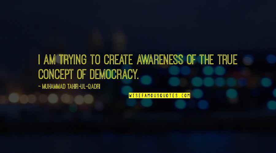 Democracy In Pakistan Quotes By Muhammad Tahir-ul-Qadri: I am trying to create awareness of the