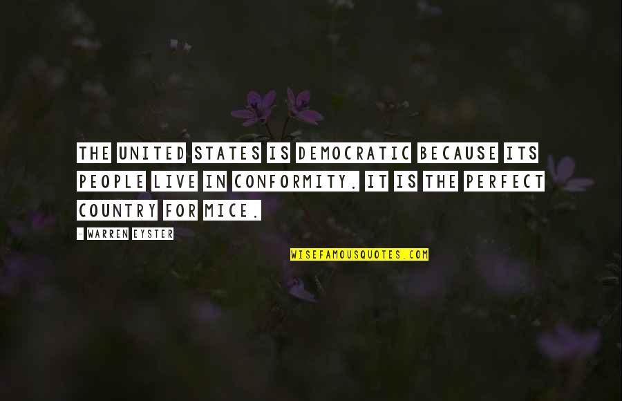 Democracy Is Not Perfect Quotes By Warren Eyster: The United States is democratic because its people