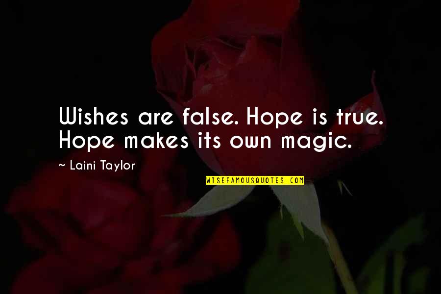 Democratic Convention Quotes By Laini Taylor: Wishes are false. Hope is true. Hope makes