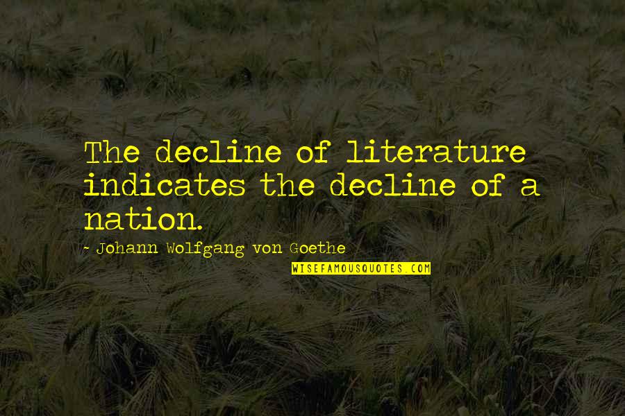 Democrats Iraq War Quotes By Johann Wolfgang Von Goethe: The decline of literature indicates the decline of