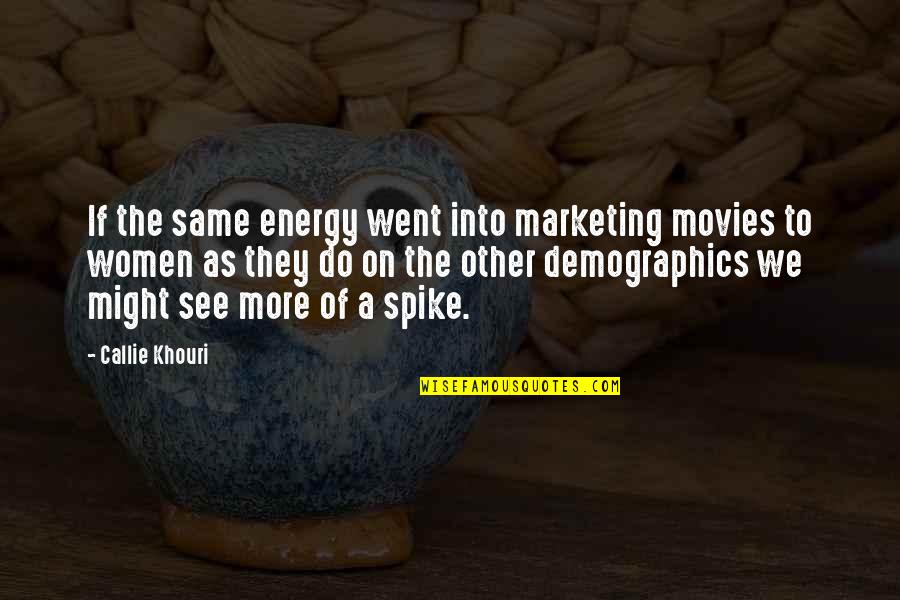 Demographics Of Us Quotes By Callie Khouri: If the same energy went into marketing movies Demographics Of Us Quotes By Callie Khouri: If the same energy went into marketing movies