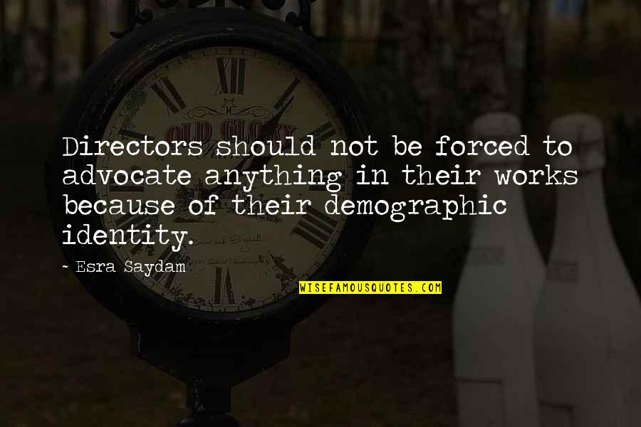 Demographics Of Us Quotes By Esra Saydam: Directors should not be forced to advocate anything