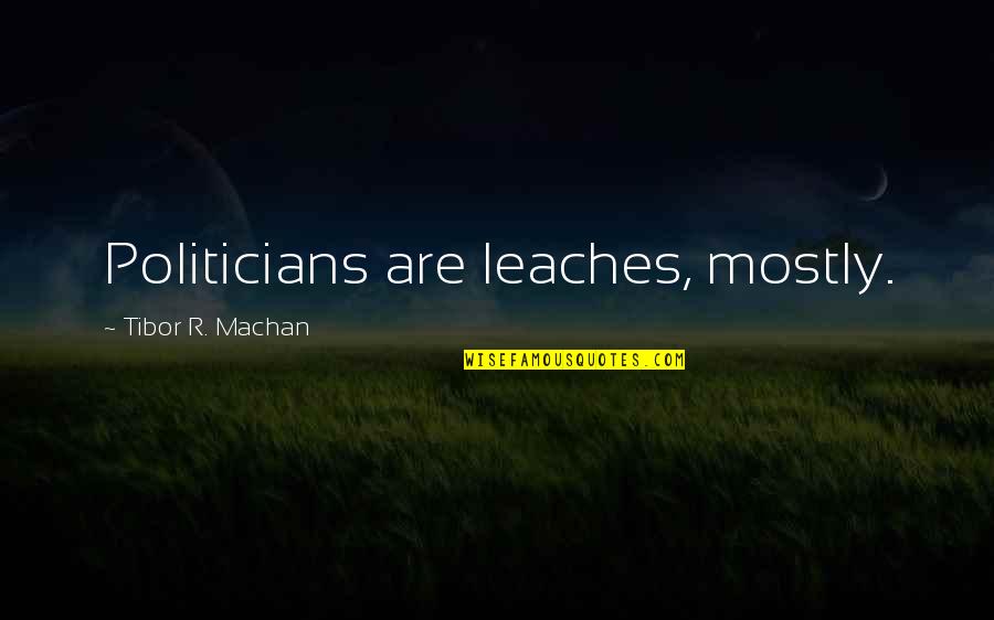 Demonator Quotes By Tibor R. Machan: Politicians are leaches, mostly.