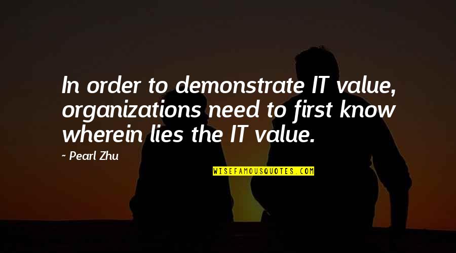 Demonstrate Quotes By Pearl Zhu: In order to demonstrate IT value, organizations need