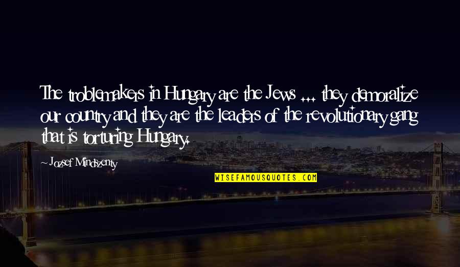 Demoralize Quotes By Jozsef Mindszenty: The troblemakers in Hungary are the Jews ...
