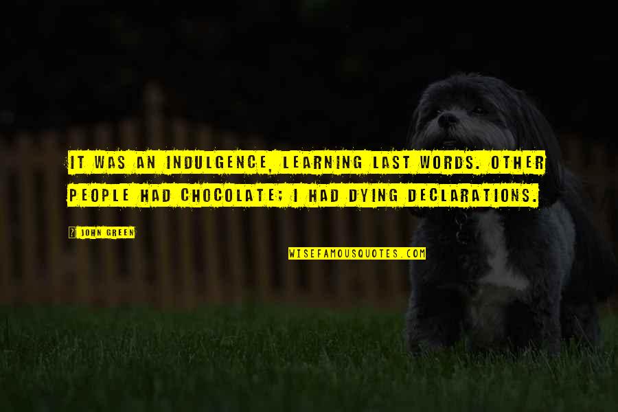 Demoralized At Work Quotes By John Green: It was an indulgence, learning last words. Other