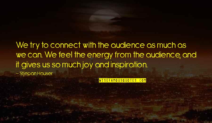 Demorar Definicion Quotes By Stjepan Hauser: We try to connect with the audience as