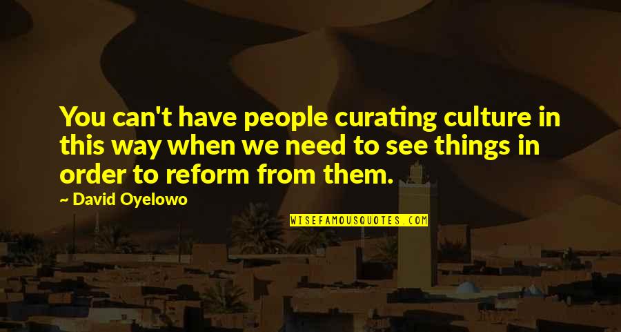 Demr Quotes By David Oyelowo: You can't have people curating culture in this Demr Quotes By David Oyelowo: You can't have people curating culture in this