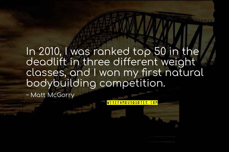 Demurred Law Quotes By Matt McGorry: In 2010, I was ranked top 50 in