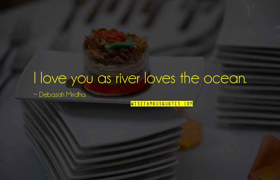 Deneuroticization Quotes By Debasish Mridha: I love you as river loves the ocean.