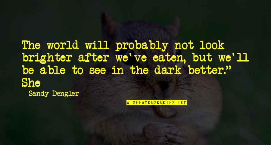Dengler Quotes By Sandy Dengler: The world will probably not look brighter after