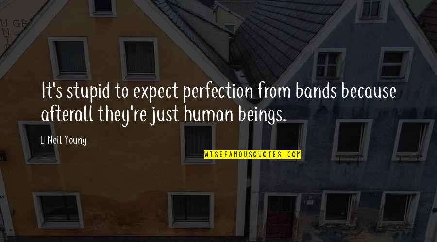 Denier Fabric Quotes By Neil Young: It's stupid to expect perfection from bands because Denier Fabric Quotes By Neil Young: It's stupid to expect perfection from bands because