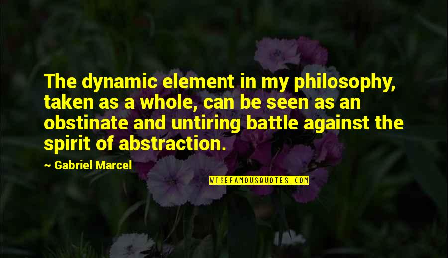 Denigrazione Significato Quotes By Gabriel Marcel: The dynamic element in my philosophy, taken as