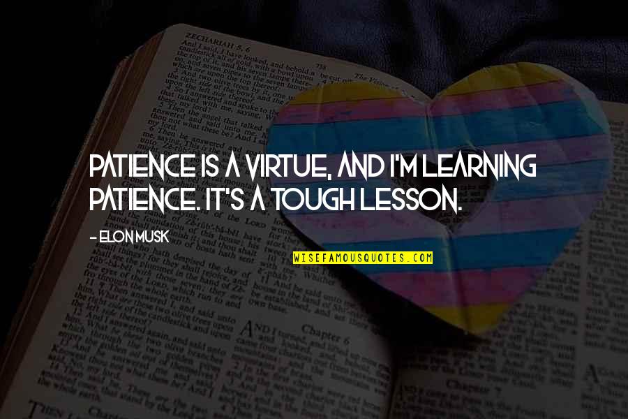 Dening South Quotes By Elon Musk: Patience is a virtue, and I'm learning patience.