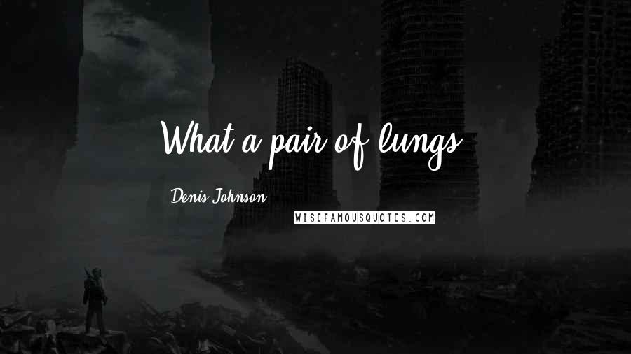 Denis Johnson quotes: What a pair of lungs!