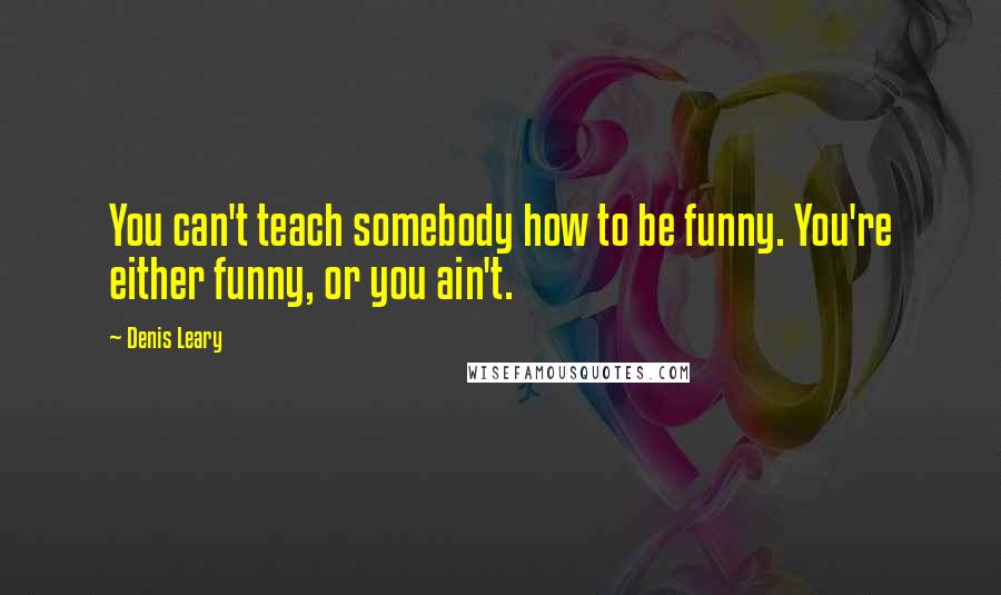 Denis Leary quotes: You can't teach somebody how to be funny. You're either funny, or you ain't.