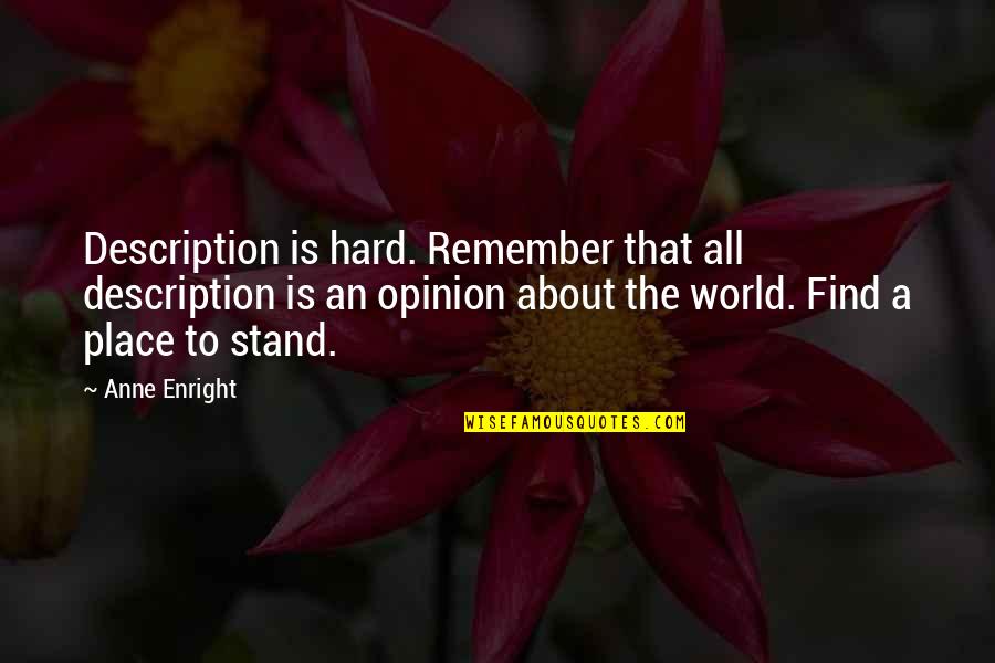 Denis Lemieux Quotes By Anne Enright: Description is hard. Remember that all description is Denis Lemieux Quotes By Anne Enright: Description is hard. Remember that all description is
