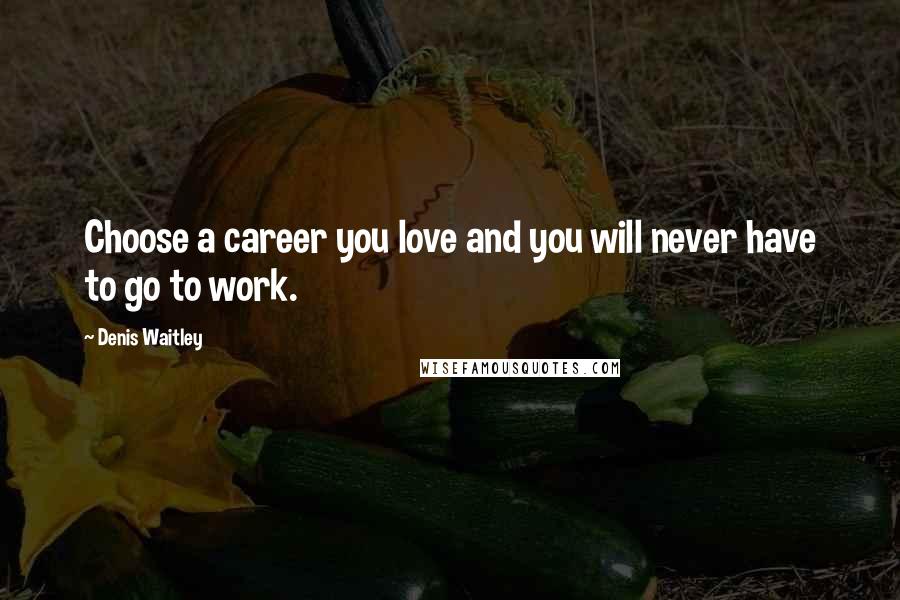 Denis Waitley quotes: Choose a career you love and you will never have to go to work.