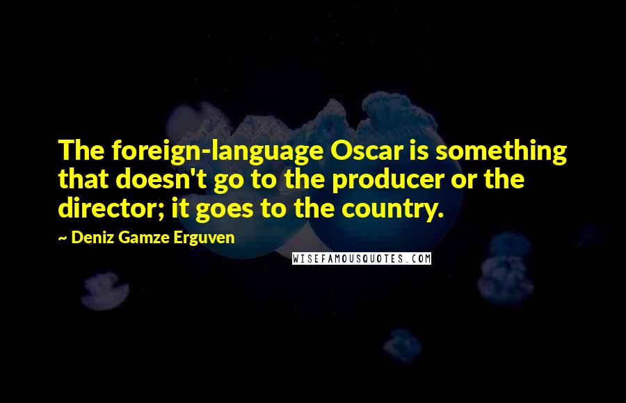 Deniz Gamze Erguven quotes: The foreign-language Oscar is something that doesn't go to the producer or the director; it goes to the country.