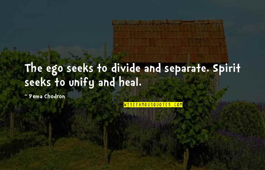 Denk Quotes By Pema Chodron: The ego seeks to divide and separate. Spirit