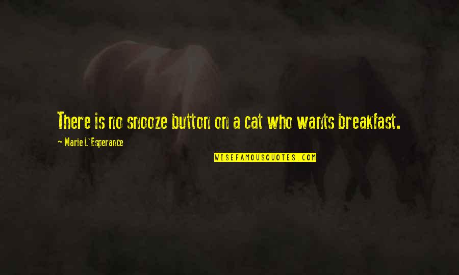 Denkstof Quotes By Marie L'Esperance: There is no snooze button on a cat Denkstof Quotes By Marie L'Esperance: There is no snooze button on a cat