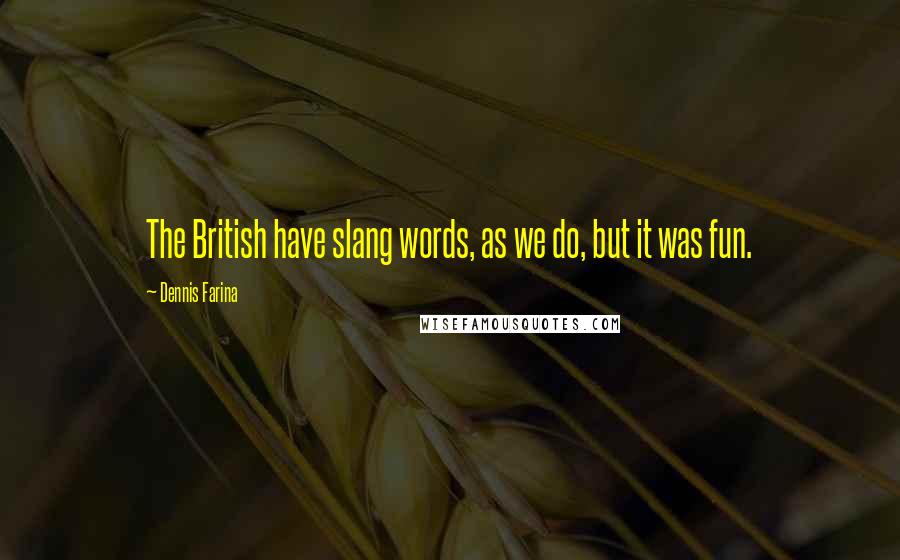 Dennis Farina quotes: The British have slang words, as we do, but it was fun.