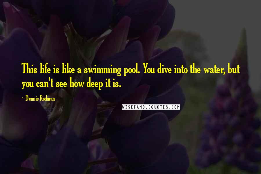Dennis Rodman quotes: This life is like a swimming pool. You dive into the water, but you can't see how deep it is.