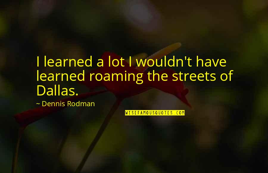 Dennis Rodman Quotes By Dennis Rodman: I learned a lot I wouldn't have learned