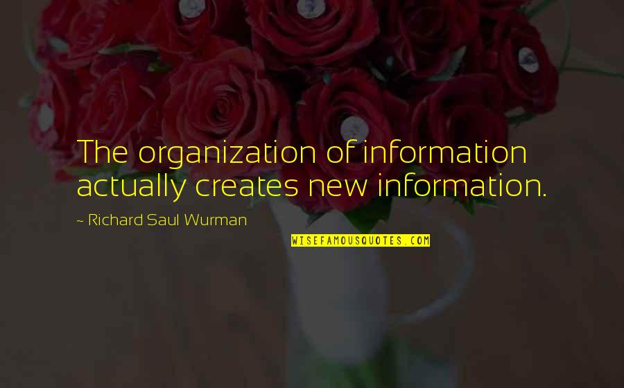 Dennis Whately Quotes By Richard Saul Wurman: The organization of information actually creates new information. Dennis Whately Quotes By Richard Saul Wurman: The organization of information actually creates new information.