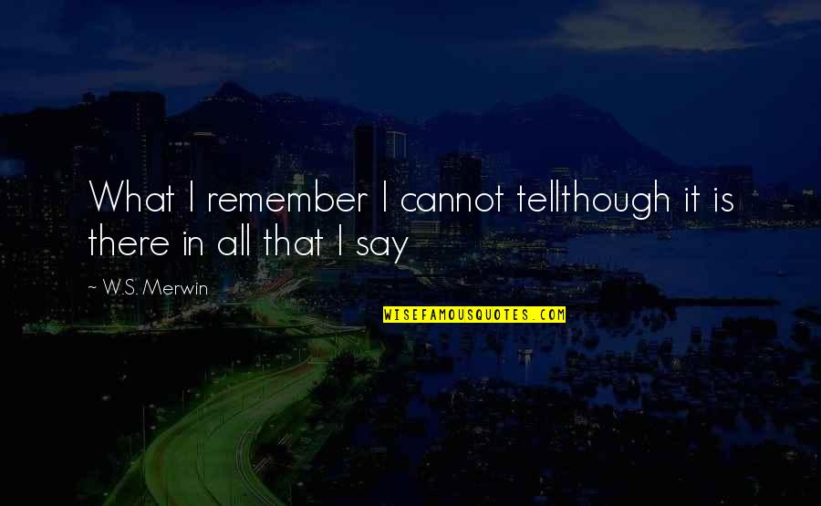 Denny Crane Republican Quotes By W.S. Merwin: What I remember I cannot tellthough it is