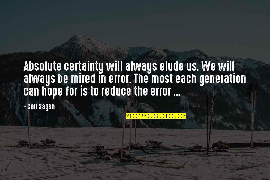 Denying Your Own Child Quotes By Carl Sagan: Absolute certainty will always elude us. We will