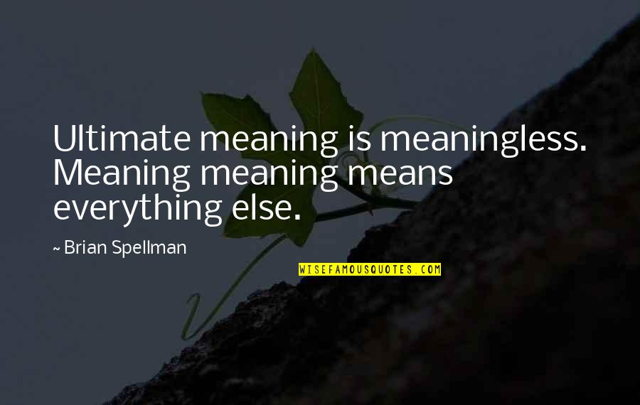 Departmentalized Schools Quotes By Brian Spellman: Ultimate meaning is meaningless. Meaning meaning means everything