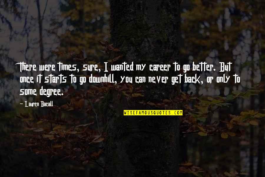 Dependency On Nature Quotes By Lauren Bacall: There were times, sure, I wanted my career