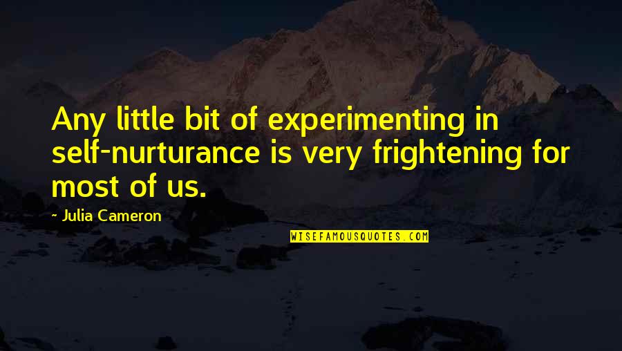 Depited Quotes By Julia Cameron: Any little bit of experimenting in self-nurturance is