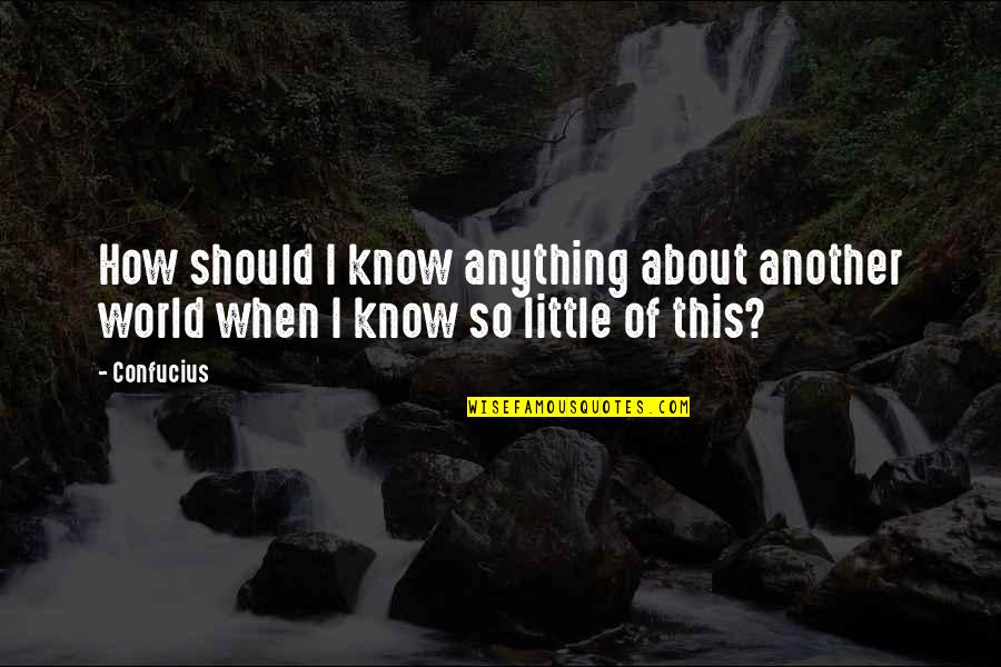 Depositions During Coronavirus Quotes By Confucius: How should I know anything about another world