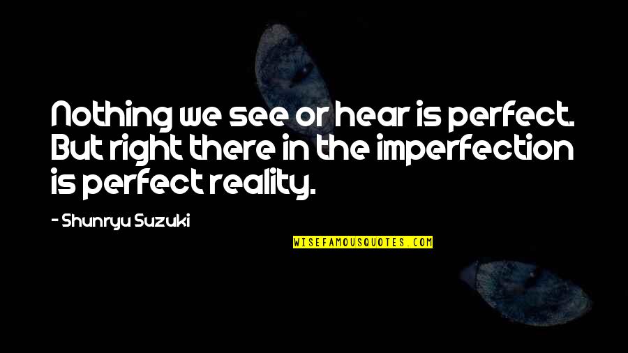 Depouilles Quotes By Shunryu Suzuki: Nothing we see or hear is perfect. But Depouilles Quotes By Shunryu Suzuki: Nothing we see or hear is perfect. But