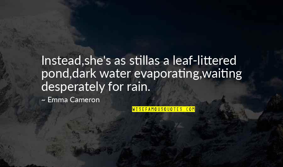 Depravado Que Quotes By Emma Cameron: Instead,she's as stillas a leaf-littered pond,dark water evaporating,waiting Depravado Que Quotes By Emma Cameron: Instead,she's as stillas a leaf-littered pond,dark water evaporating,waiting