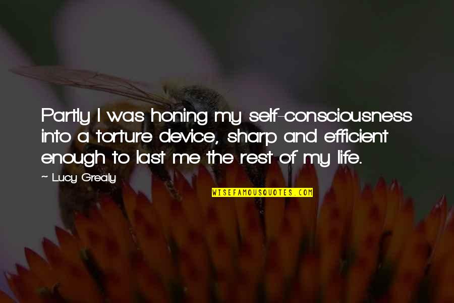 Deprecatingly Synonyms Quotes By Lucy Grealy: Partly I was honing my self-consciousness into a