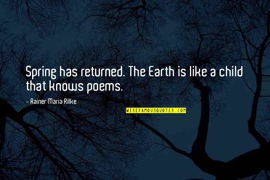 Depredation Quotes By Rainer Maria Rilke: Spring has returned. The Earth is like a