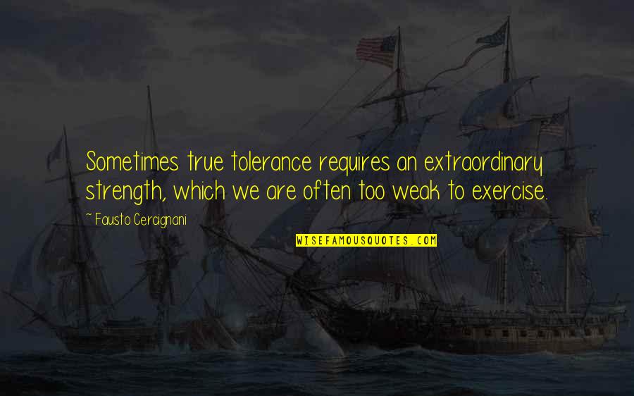Depresiunea Brasovului Quotes By Fausto Cercignani: Sometimes true tolerance requires an extraordinary strength, which