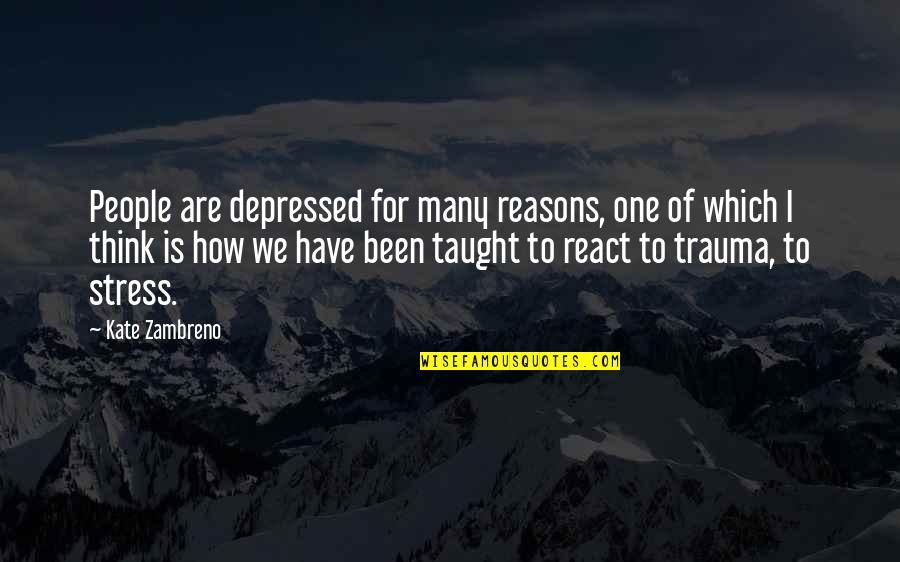 Depressed People Quotes By Kate Zambreno: People are depressed for many reasons, one of