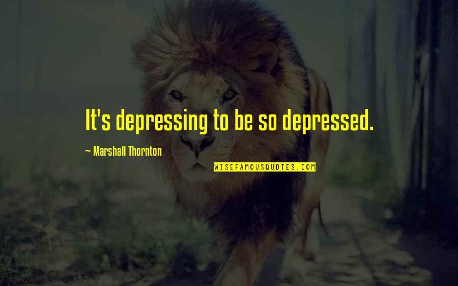 Depressing Quotes By Marshall Thornton: It's depressing to be so depressed.