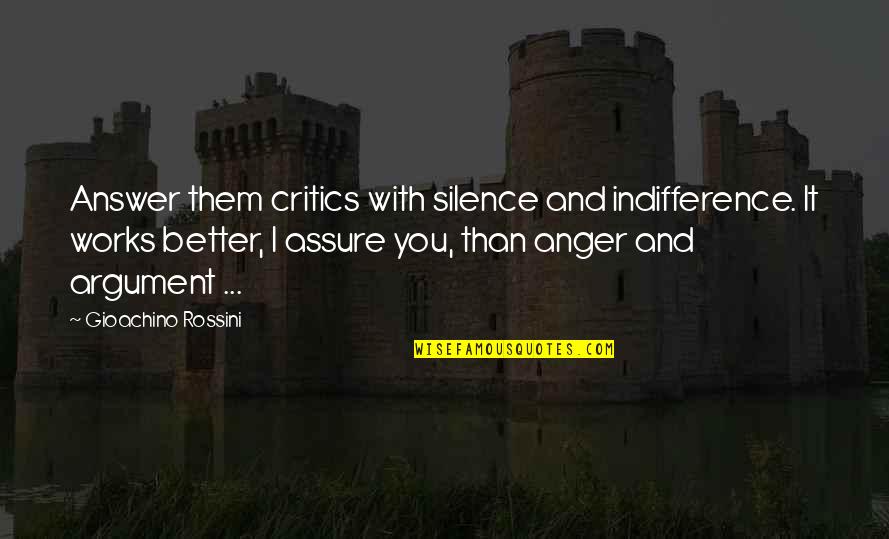Depressionary Quotes By Gioachino Rossini: Answer them critics with silence and indifference. It Depressionary Quotes By Gioachino Rossini: Answer them critics with silence and indifference. It